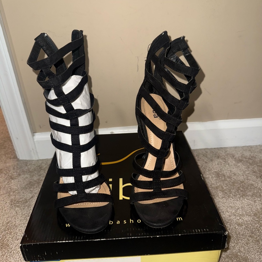 Diba Black Multi-Strap Heels - image 2